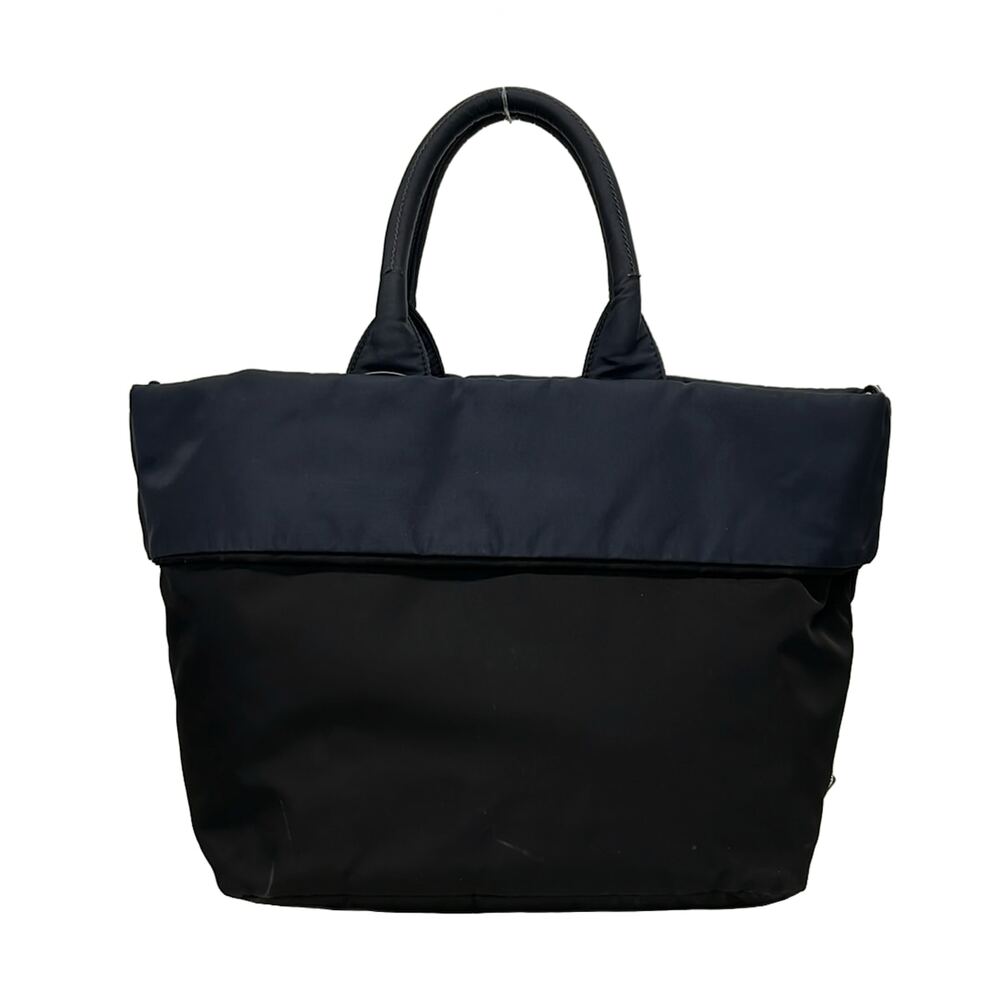 Prada Tessuto Double Tote Bag BN1959 Black Dark Navy - Picture 3 of 11